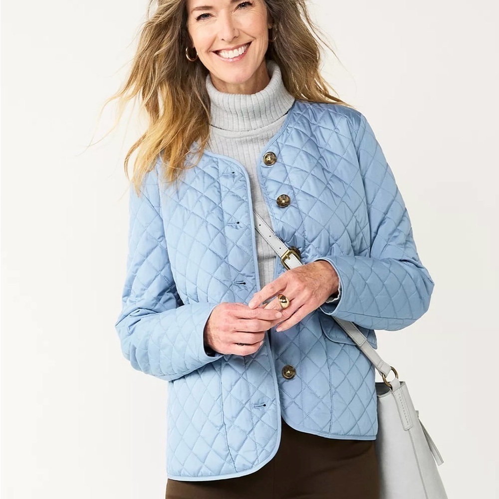 NWT PXL Croft & Barrow Blue Quilted Jacket